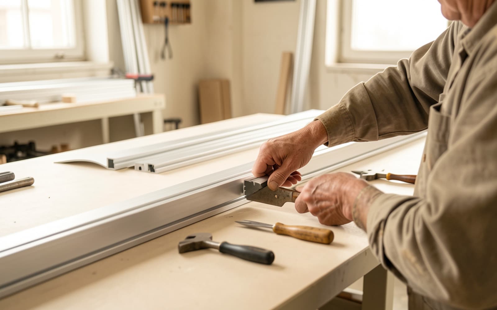 Bearbeitung eines Aluminiumprofils in der Elbers-Maßfertigung