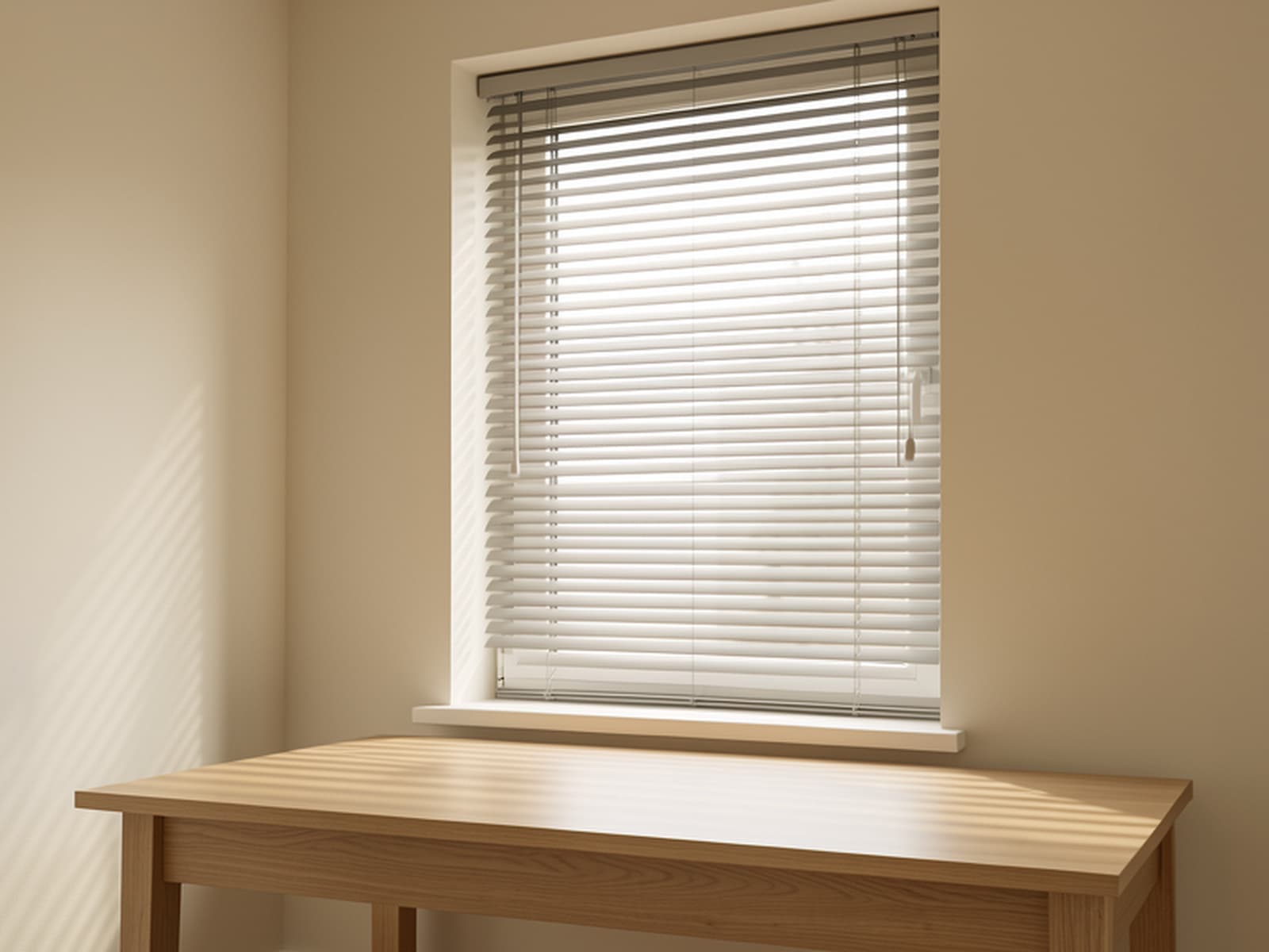 Innenliegende Jalousien am Fenster